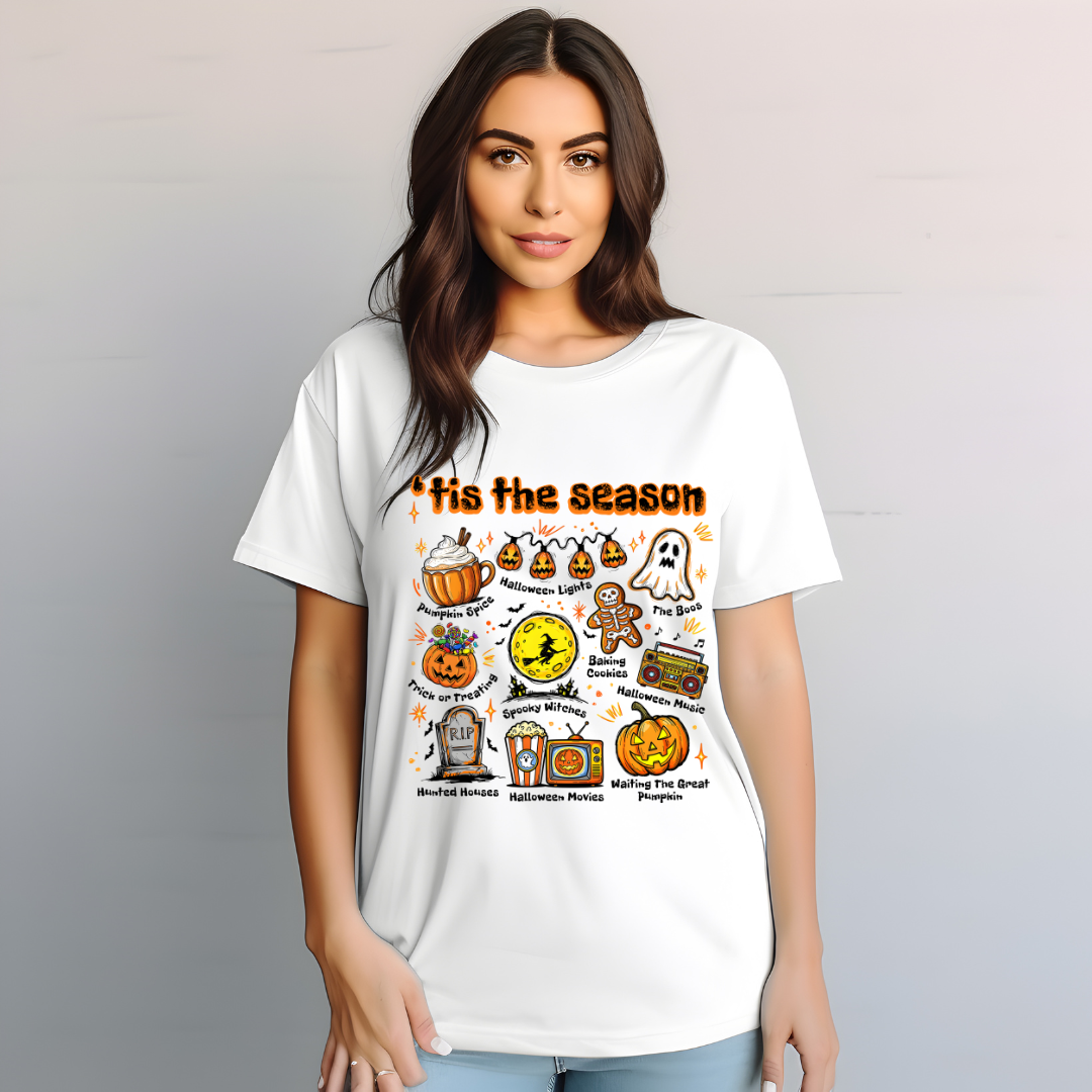 Tis The Season Halloween, soft white tee