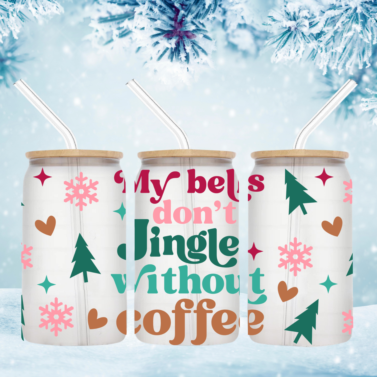Christmas glass can cup