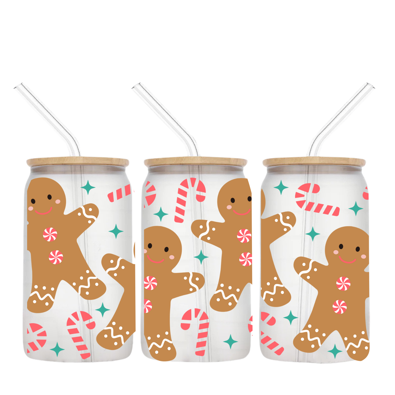 Christmas glass can cup