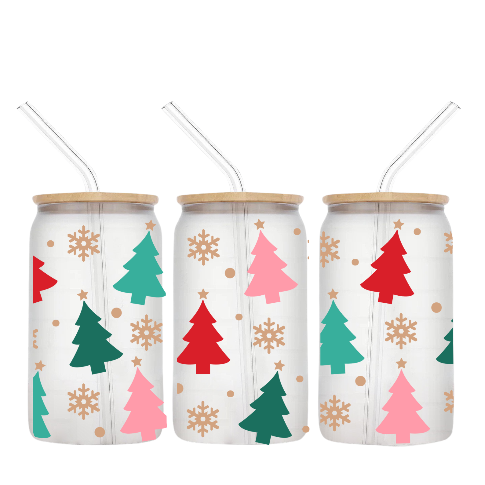 Christmas glass can cup
