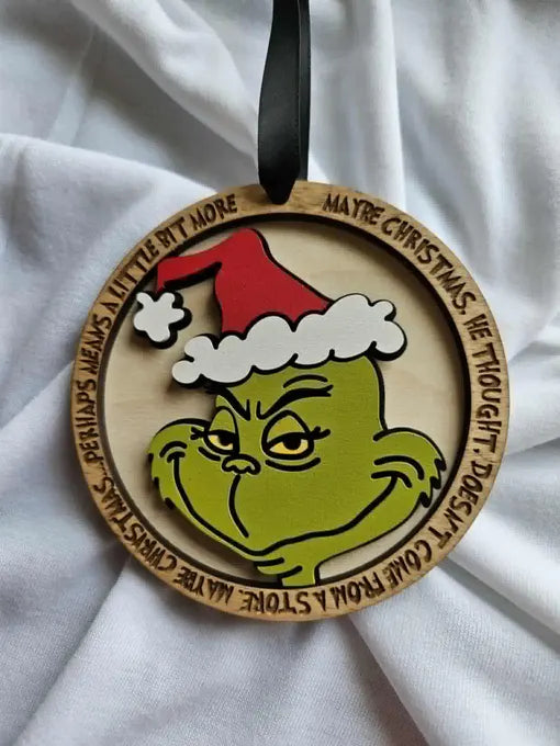 Grinch, wooden Christmas ornament