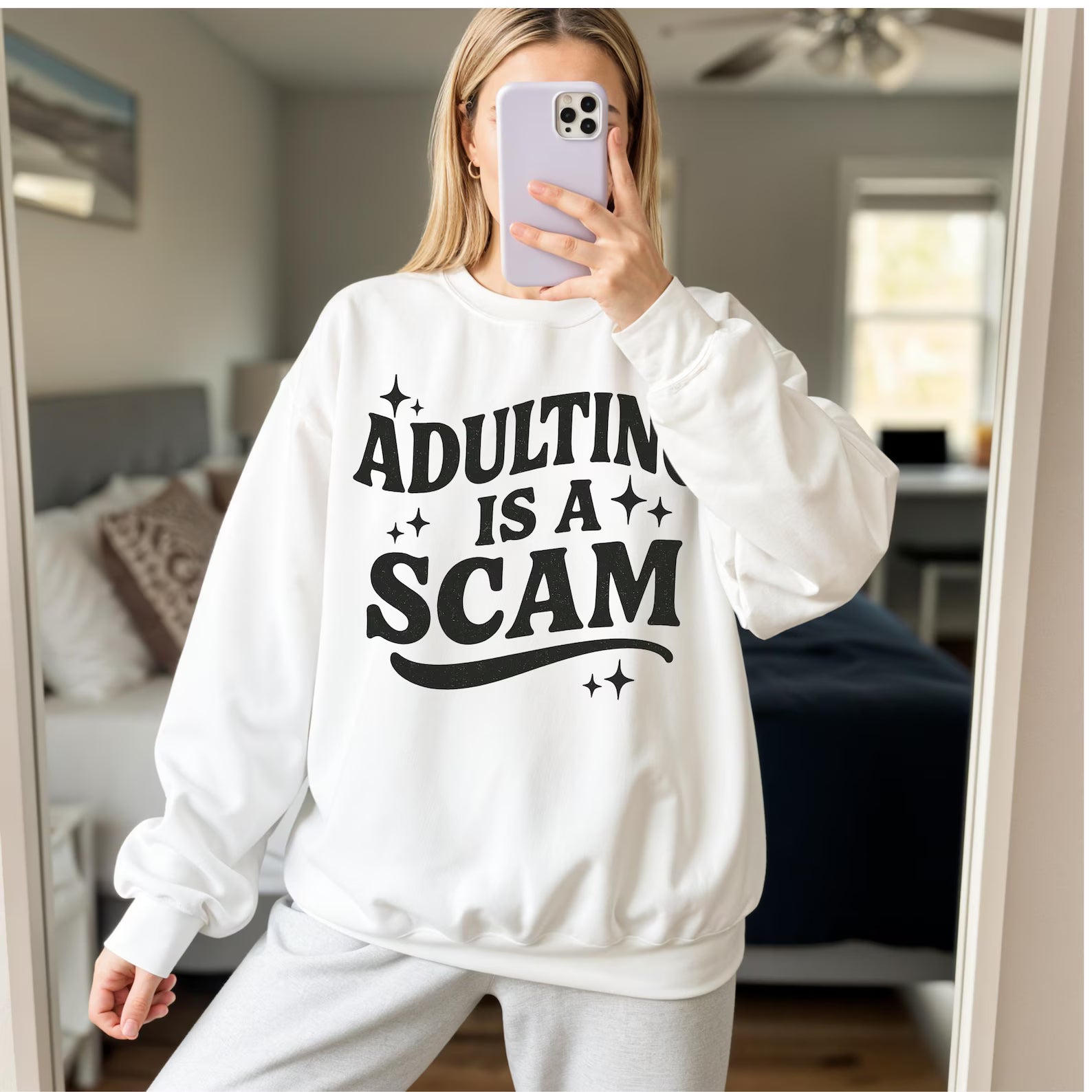 Adulting is a scam, soft crewneck